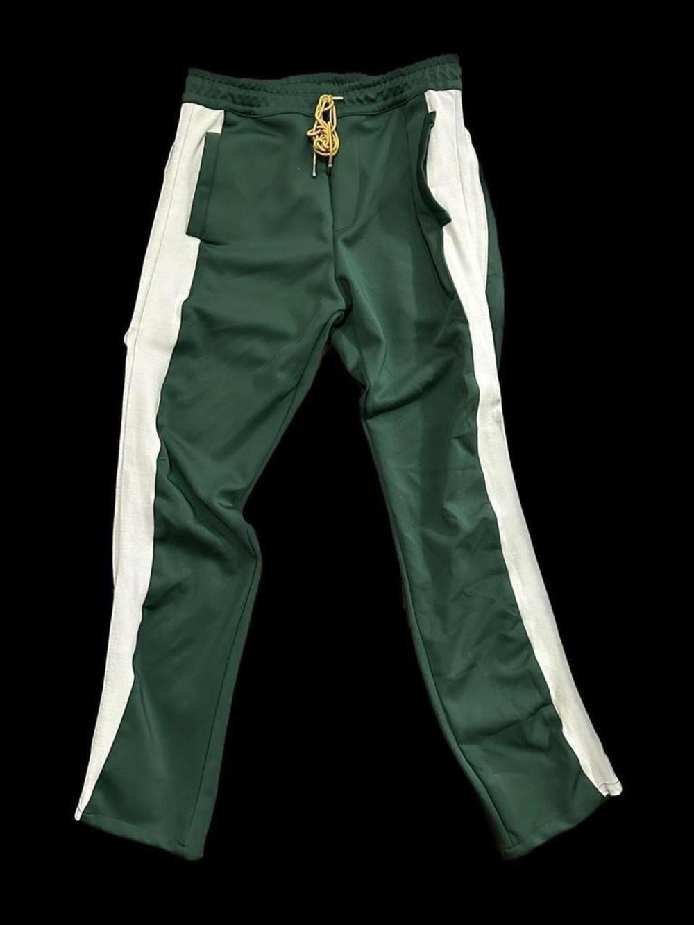 Rhude Dark Green Joggers with White Side Stripes
